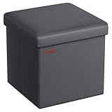 SONGMICS Sitzhocker 38 cm, Aufbewahrungsbox faltbar, Fußhocker mit Deckel,...