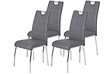 Hela Tische, 4er Set Esszimmerstuhl Susi, Bezug Kunstleder Grau,...