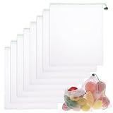 BOHUIZ 8 Stück Obst Gemüse Netztasche, Obstnetz Netzbeutel mit Kordelzug...