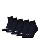 PUMA Unisex Puma Unisex Quarter Plain Sokken (5 stuks) Socks, Schwarz,...