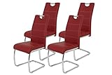 Hela Tische 4er Set Schwingstuhl, Küchenstuhl Flora, Kunstleder Bordeaux,...