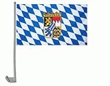 2 x Flagge Bayern mit Wappen Autofahne Autoflagge Fahne 30x40 cm DOPPELPACK