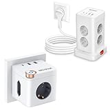 6 in 1 Steckdosenwürfel ohne Kabel + 12 in 1 Steckdosenturm...