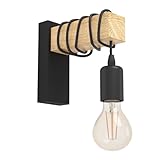 EGLO Wandlampe innen Townshend, Vintage Wandleuchte mit Holzbalken, Retro...