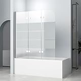 Gestreift Duschwand für Badewanne 1300x1400mm 3-teilig faltbar...