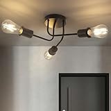CBJKTX Deckenleuchte Vintage Deckenlampe Retro - Schwarz 3 Flammig...