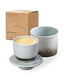 HOME DECOR Butterdose Keramik, Butterglocke mit Deckel, Französische...