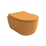 EGO INTERIORS Premium Design | Keramik Hänge-WC | MATTE MANDARINE FARBE|...