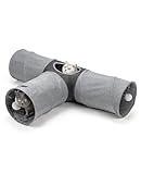 lionto 3-Wege Katzentunnel mit Spielball, 30x120x80 cm, Faltbarer...