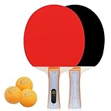 Table Tennis Racket für 2 Spieler, Tischtennisschläger Set mit 2 Holz...