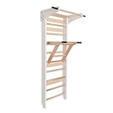 Sprossenwand Holz mit Klimmzugstange & Barren (klappbar) - Indoor...