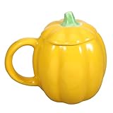 VICASKY Kürbisförmiger Keramikbecher mit Deckel Vielseitiger Desktop...