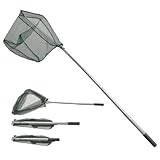 Fishing Kescher Angeln,Unterfangskescher Angelkescher 155cm Edelstahl,3...