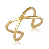 GD GOOD.designs Ring verstellbar Gold für Damen in X-Form aus...