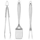 Homikit Grill Zubehör, 3-TLG Edelstahl Grillbesteck Grillwerkzeug Set,...