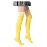 Damenstrümpfe Rosa Weiß Streifen Lolita Lange Socken Overknee...