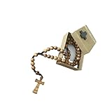 AMPALS, Rosenkranz in Kraftpapier Box, handgefertigter Rosenkranz aus...