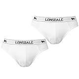 Lonsdale Herren 2 Paar Baumwollmischung Unterwaesche Slips Unterhose Weiss...