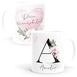 SpecialMe® Kaffee-Tasse mit Buchstabe Initiale Monogramm personalisiert...