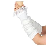 ZEYIYER Weiße Armwärmer, Fingerlose Armstulpen mit Spitze, Herbst Winter...