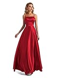 Lecureler Ballkleid aus Satin mit Spaghetti-Trägern, rot, 36