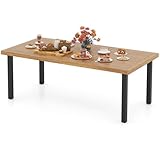 COSTWAY Gartentisch mit Schirmloch, 200x100cm, großer Terrassentisch für...