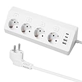 4 Fach Ecksteckdose Mehrfachsteckdose mit USB, Mehrfachsteckdose...