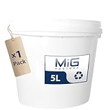MIG Eimer mit Deckel 5L weiß - 1x 5 Liter stapelbare Plastikeimer mit...