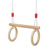 RECAMP 2-in-1 Trapez schaukel mit Turnringen aus Buchenholz | bis 100kg |...