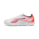 PUMA Unisex Ultra 5 Play TT Fussballschuh, White Black-Glowing RED, 41 EU
