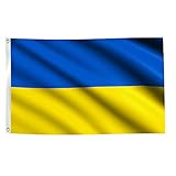 150x90cm Ukraine Flagge, Ukrainische Fahne mit 2 Metallösen für den...