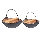 OKUMEYR 2St gusseiserne Pfanne Chinesischer Wok Wandern Hot Pot...