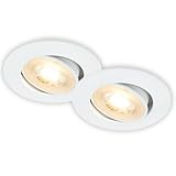 BRILONER - 2er Set LED Einbaustrahler 230V flach, schwenkbar, warmweißes...
