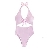 Damen Badeanzug Bademode Push Up Blumenmuster Swimsuit Ausgeschnittene...