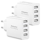 USB Ladegerät 2Pack, USB Stecker Mehrfach 4 Port 25W/5A Schnellladegerät...