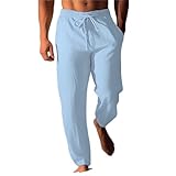 KONG JIMFAN Herren Leinenhose Sommer Leicht Atmungsaktiv Hosen Lang...