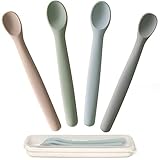 Moonkie Silikon-Baby-Löffel 4er-Set, Löffel mit weicher Spitze für die...