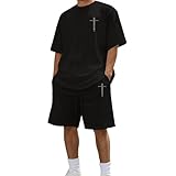 Caxndycing Jogginganzug Herren Set 2 Teiler Trainingsanzug Kreuz Bedruckt...