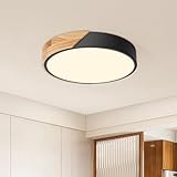Kambo LED Deckenleuchte 24W ∅30cm, Moderne Deckenlampe Schwarz mit...
