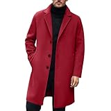 Generisch Mantel Herren - Woll Winter Trenchcoat Lang Zweireiher Mantel mit...