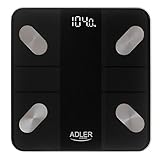 ADLER Schwarze Smart-Waage – 180 kg Kapazität, Bluetooth 4.2-Technologie