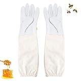 ZMDMAH Weiß Imker Handschuhe aus Ziegenleder, Imkerhandschuhe Stichfest...
