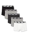 Puma Herren Boxer Unterwäsche, Weiß/Grau/Schwarz, M (5er Pack)