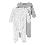 NAME IT Baby Unisex Schlafanzug 2er-Pack mit Füßen Alloy-80