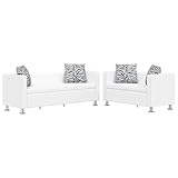 Mokuyary Sofa-Set, 3-Sitzer und 2-Sitzer, Kunstleder, Weiß,...