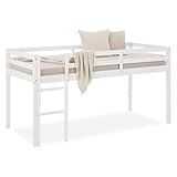 Homestyle4u Hochbett 90x200 Weiß Holz mit Treppe für Kinder Kinderbett...