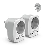 TESSAN 2er Pack USA Adapter Steckdose, 3 in 1 Reiseadapter Kanada mit USB C...