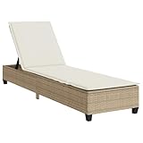 vidaXL Sonnenliege mit Auflagen Beige 55x200x25,5cm Poly Rattan,...