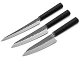 Küchen-Messer-Set YAMATO. 3 japanische Koch-Messer SANTOKU, YANAGIBA,...