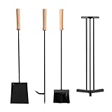 GIANTEX Kaminbesteck 4-teilige Kamingarnitur aus Besen Schaufel Schürhaken...